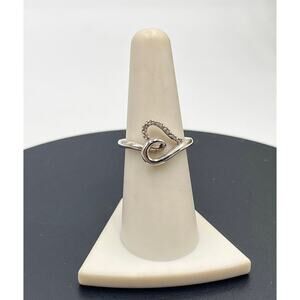 SUN 925 Sterling Silver Real Round-Cut Diamond Twisted Heart Ring
Size 7.25‎